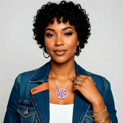 Large Rose Gold Monogram Necklace 6