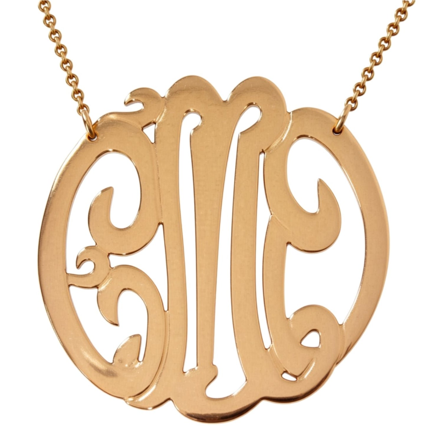 Large Rose Gold Monogram Necklace
