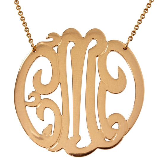 Large Rose Gold Monogram Necklace