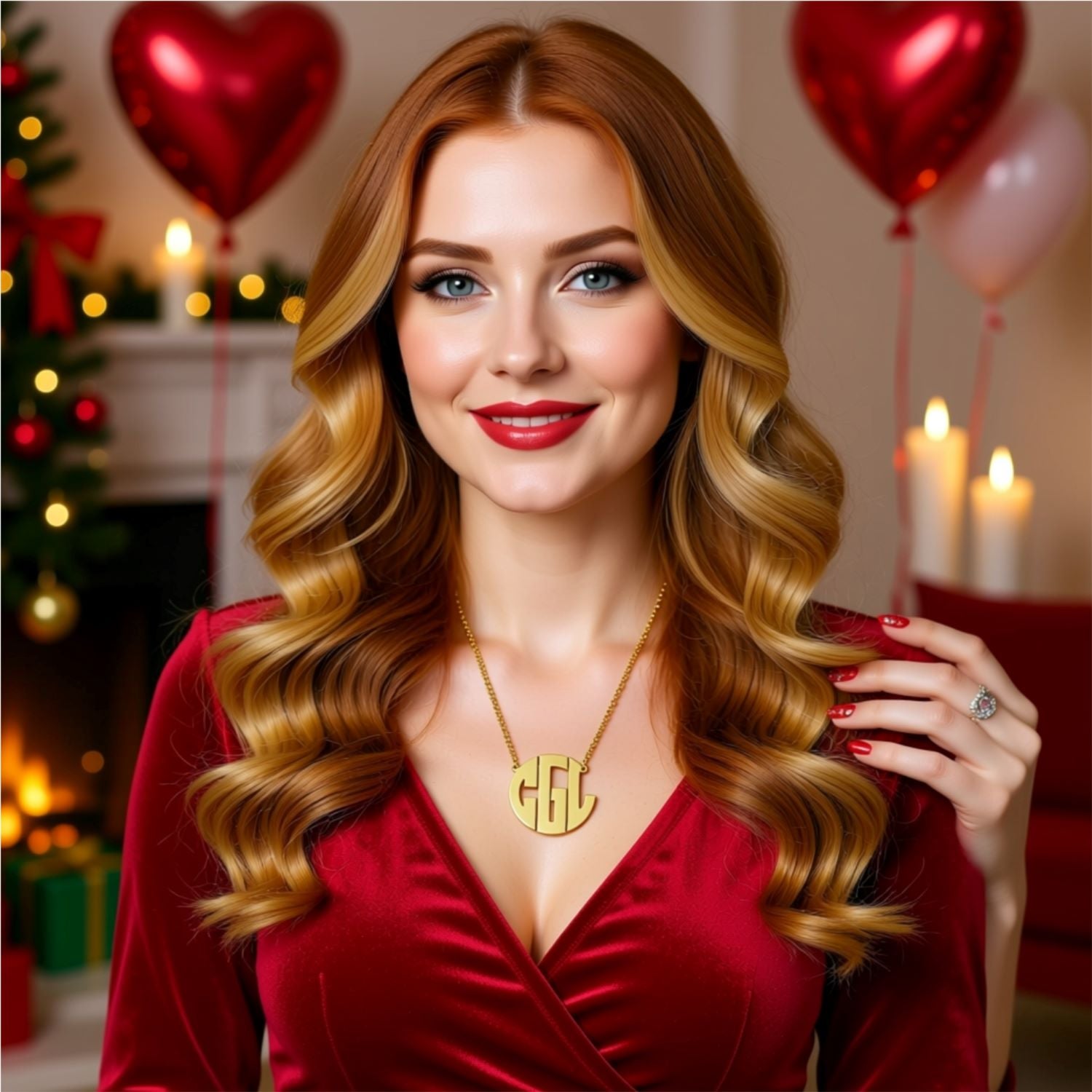 block monogram necklace
