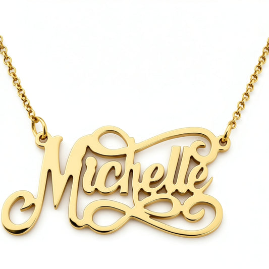 Scroll Name Necklace-Sports Illustrated Swimsuit Edition gold