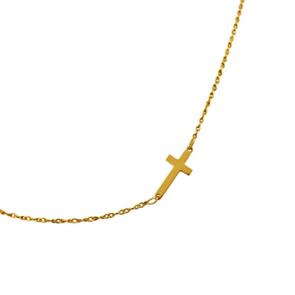 5/8 Inch Gold Side Cross Necklace-Cheryl Burke