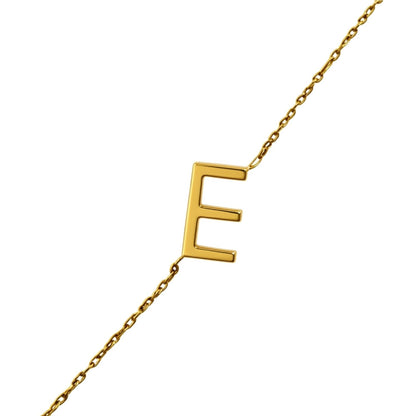 Side Initial Necklace Gold