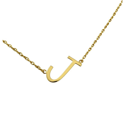 sideways initial J necklace
