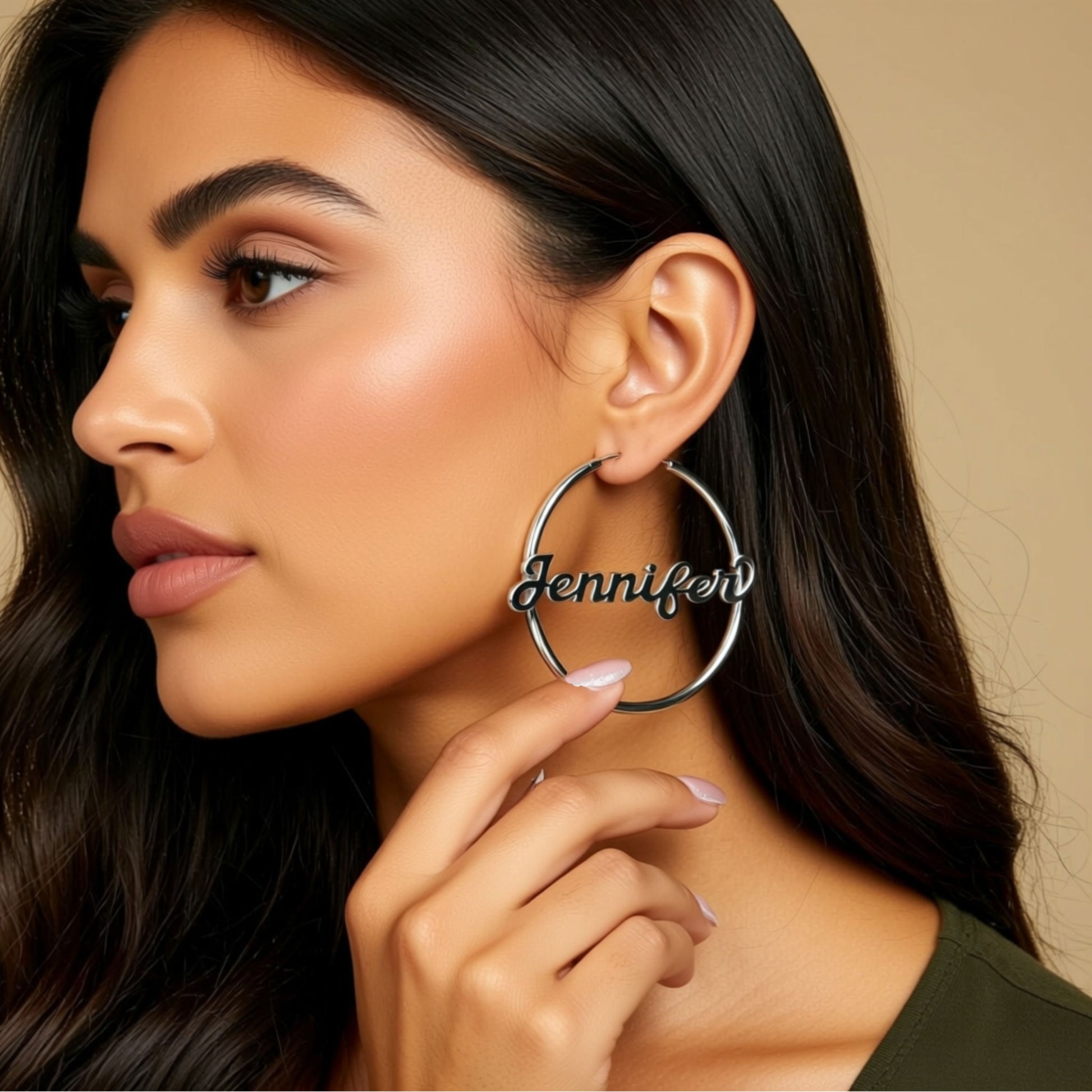 sterling silver name hoop earrings
