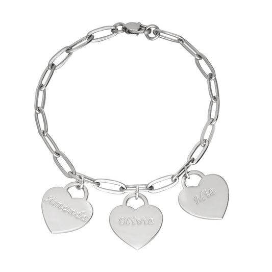 Engraved Heart Mothers Bracelet on Paperclip Chain