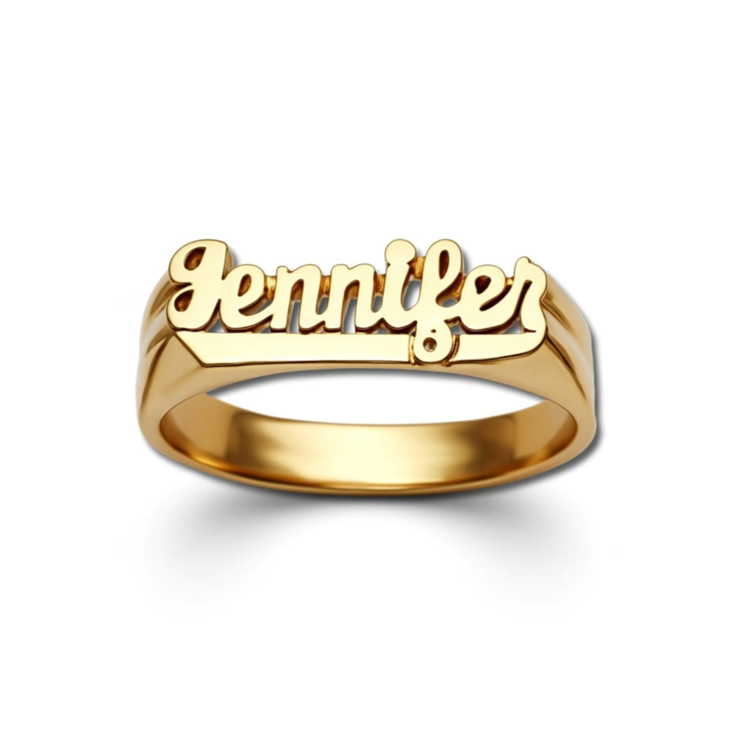 10K Gold Small Name Ring with Tail