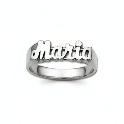 Small Sterling Silver Script Name Ring