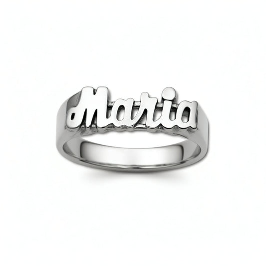 Small Sterling Silver Script Name Ring