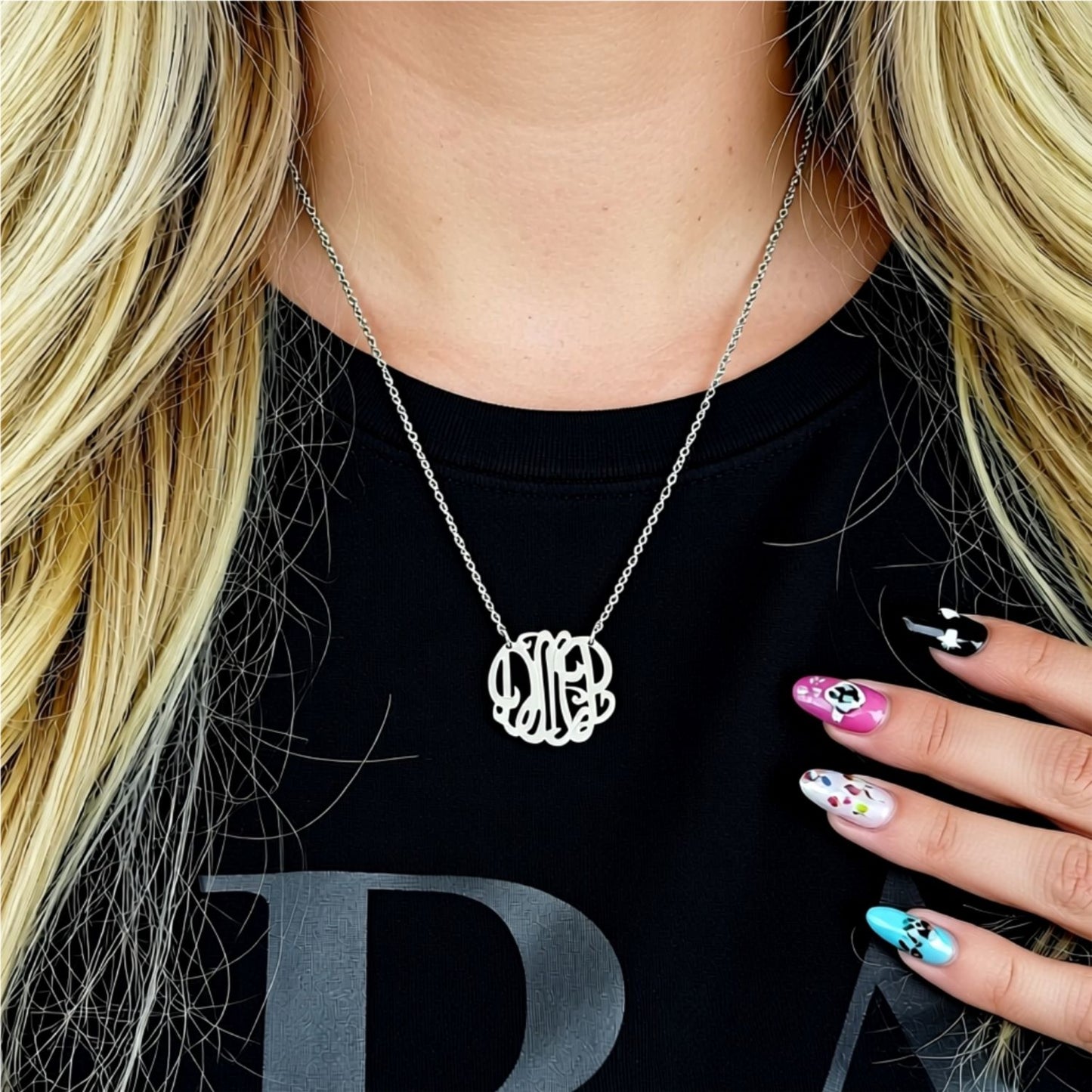 Small Sterling Silver Monogram Necklace 2