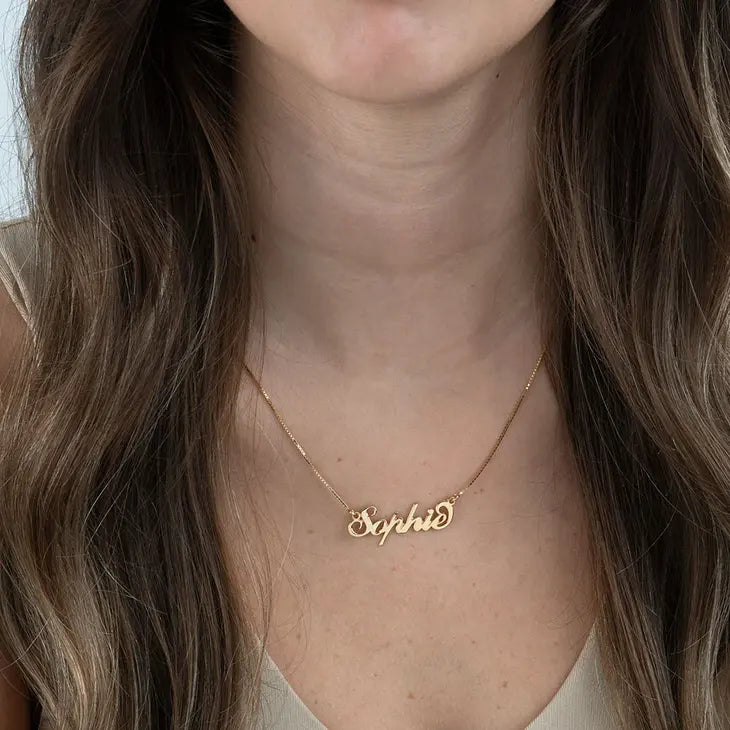 Smaller Gold Vermeil Carrie Style Name Necklace