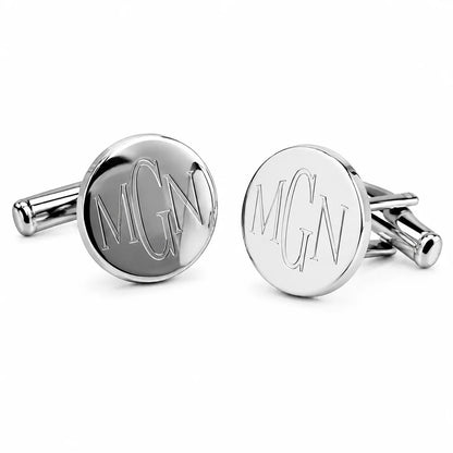 Personalized Sterling Silver Round Cuff Links