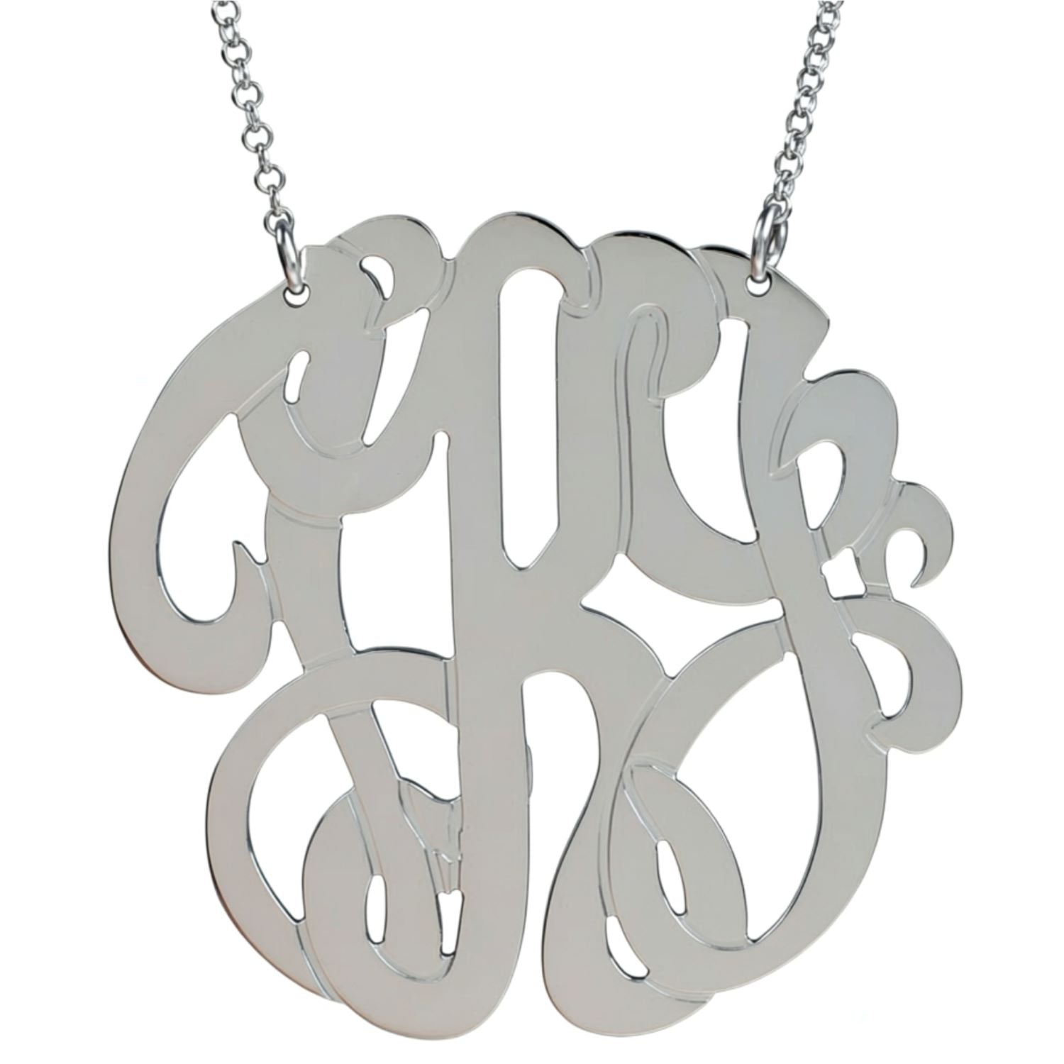Large Sterling Silver Monogram Necklace 7