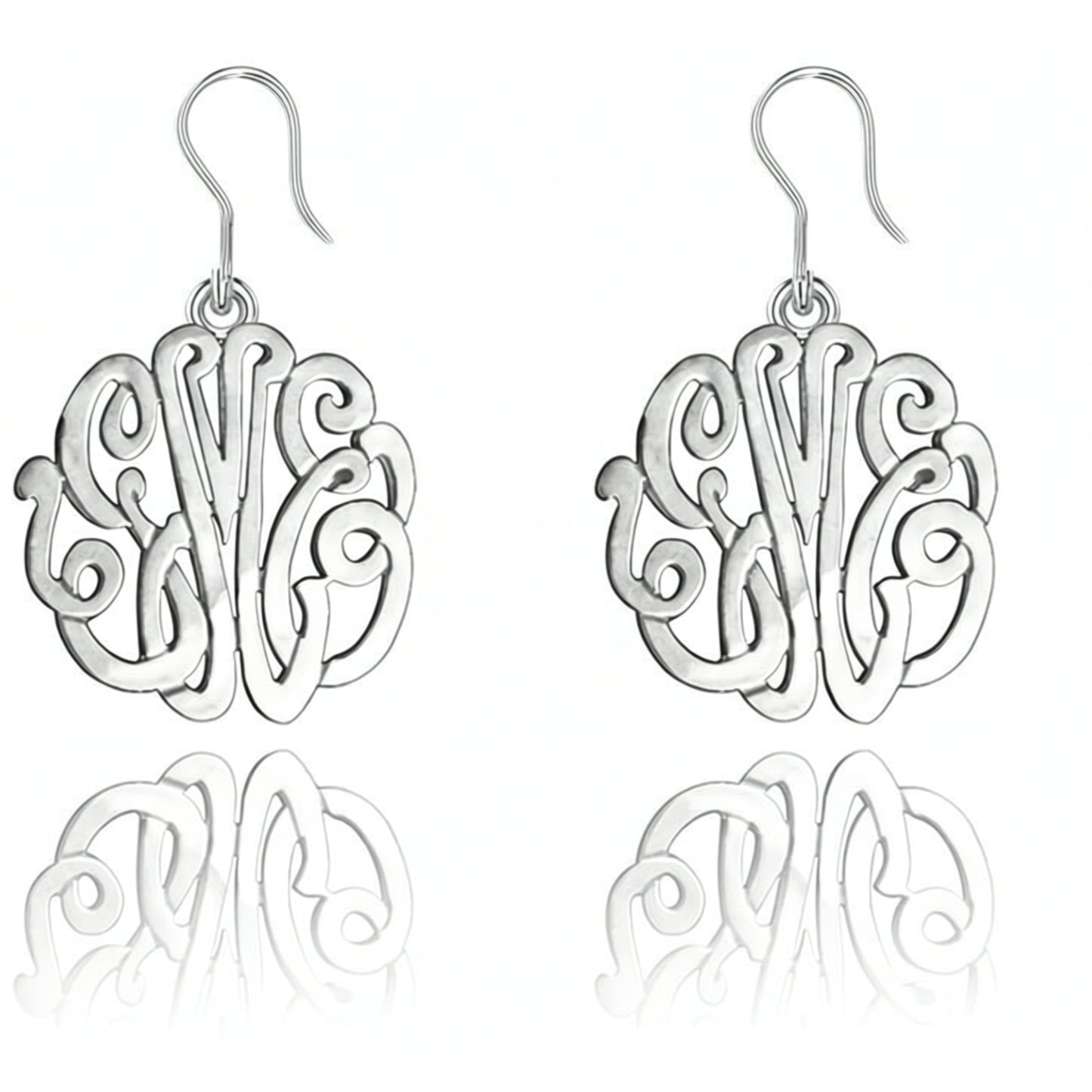 sterling silver monogram dangle earrings