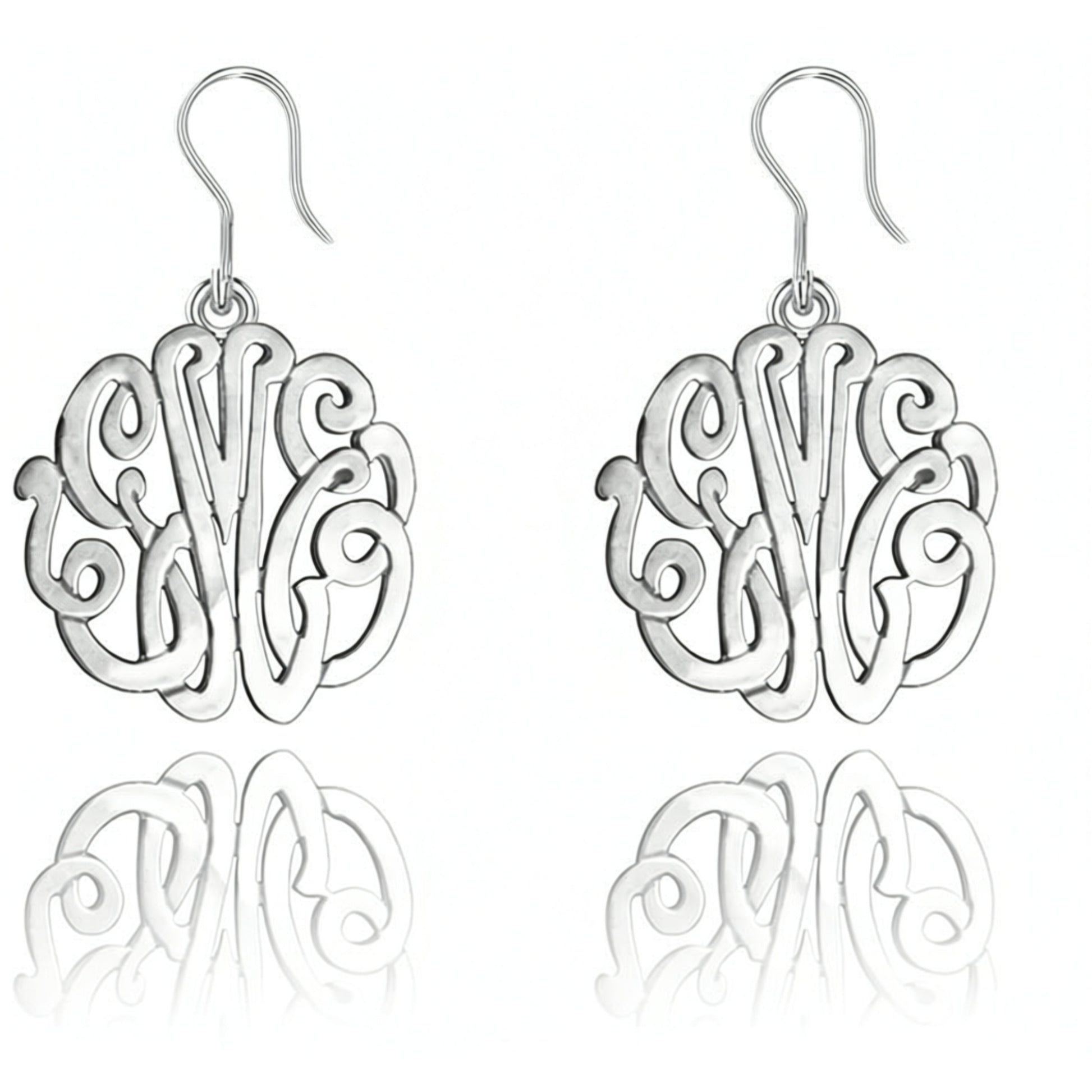 sterling silver monogram dangle earrings