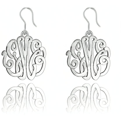 sterling silver monogram dangle earrings