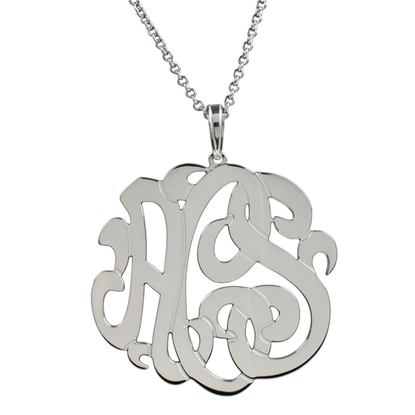 Sterling Silver 3 Initial Monogram Necklace