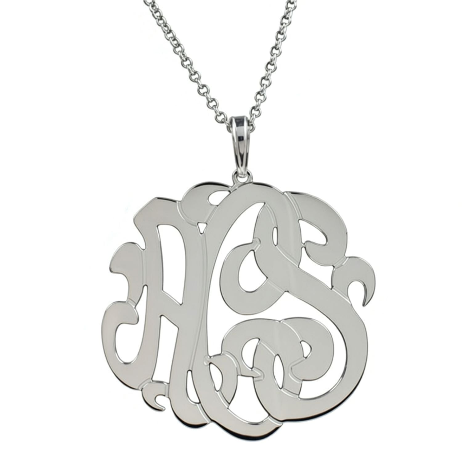Sterling Silver 3 Initial Monogram Necklace