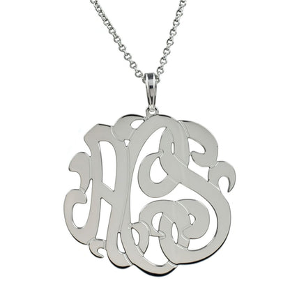 Sterling Silver 3 Initial Monogram Necklace