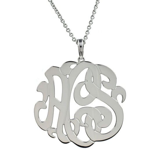 Sterling Silver 3 Initial Monogram Necklace