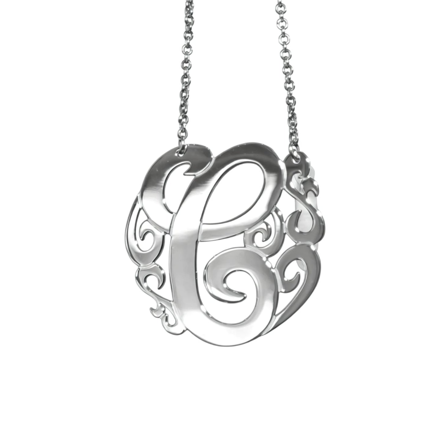 Swirly Initial Necklace - Sterling Silver or Gold