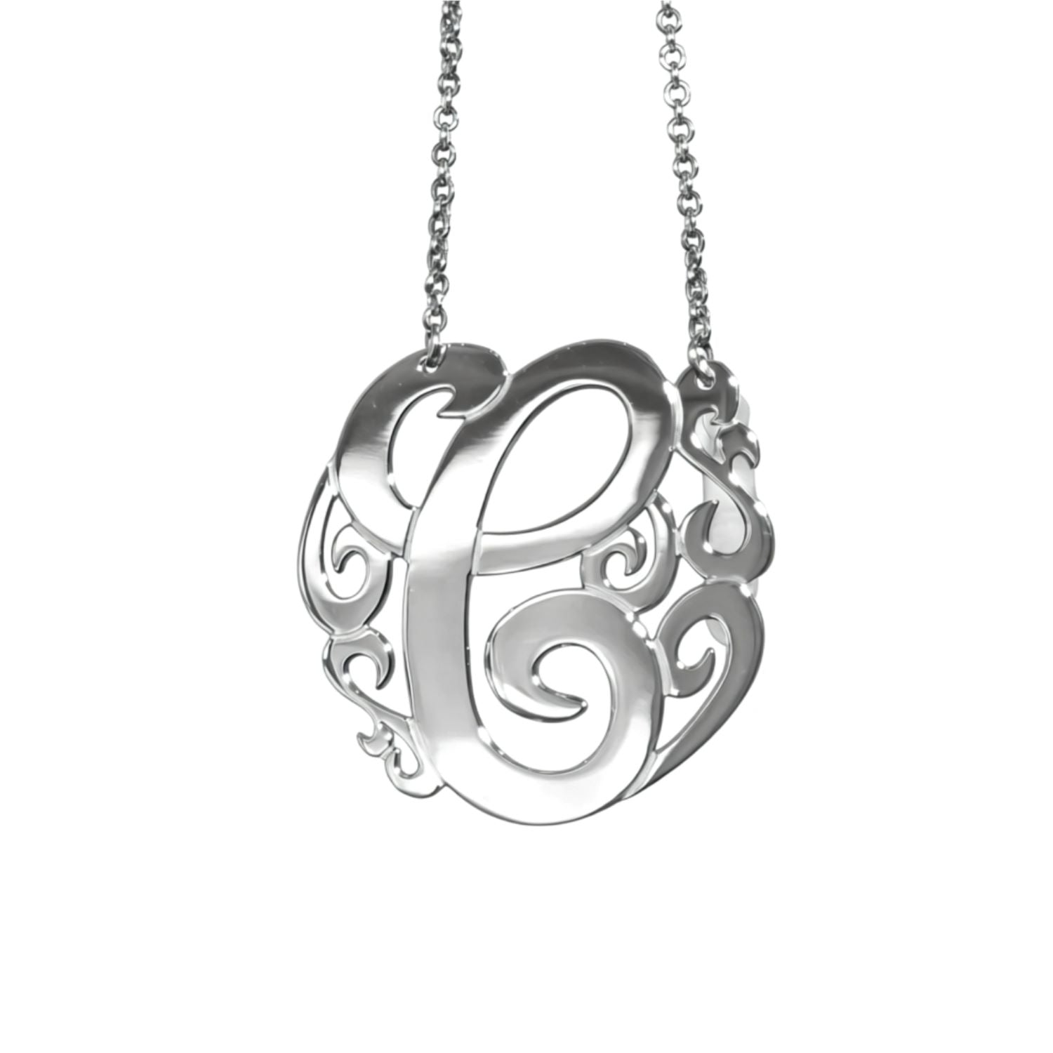 Swirly Initial Necklace - Sterling Silver or Gold