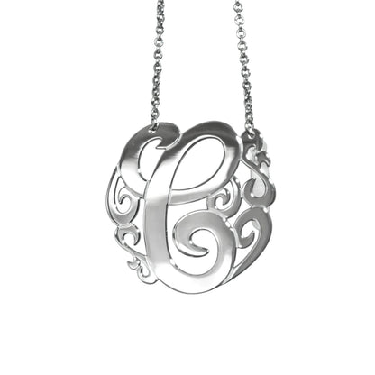 Swirly Initial Necklace - Sterling Silver or Gold