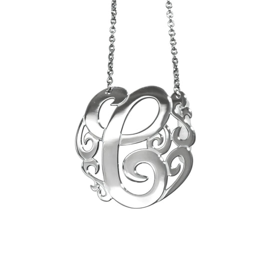 Swirly Initial Necklace - Sterling Silver or Gold