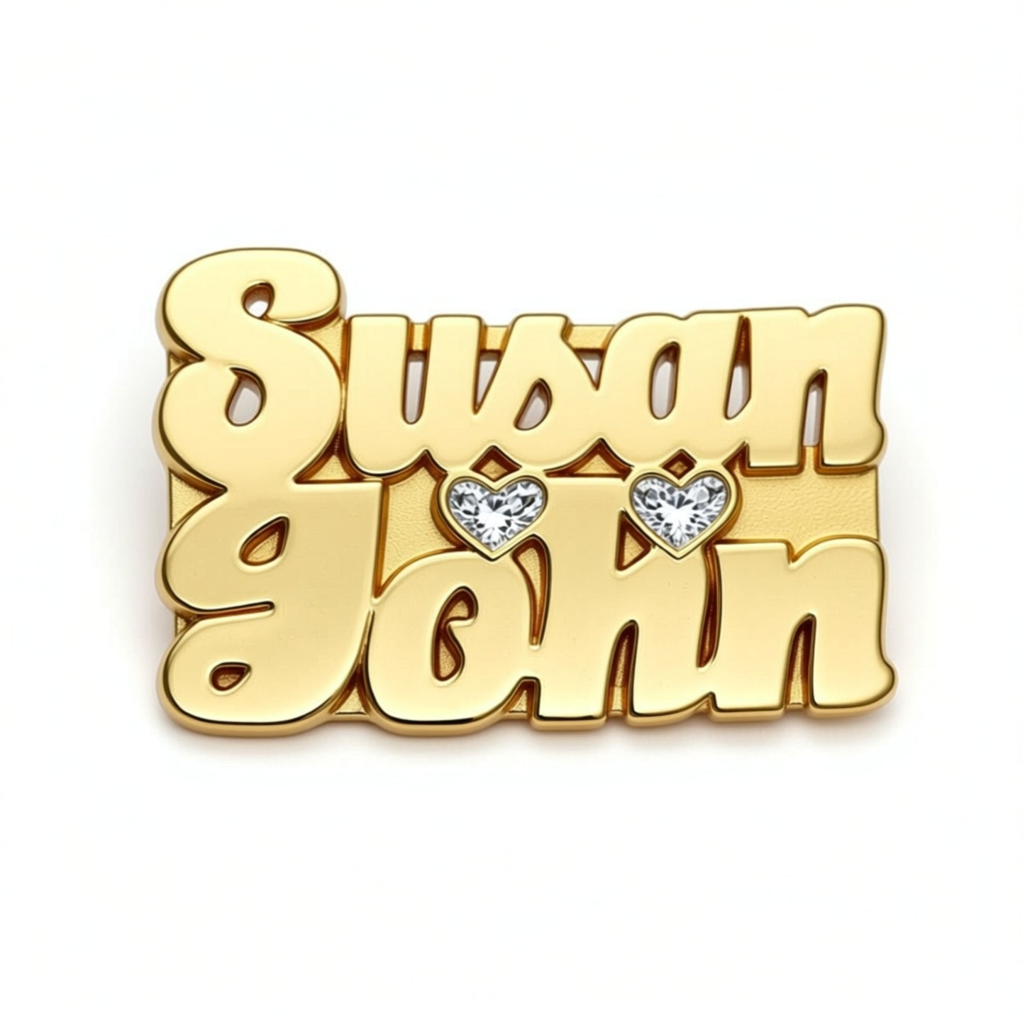 Two Name Ring - Hearts and Diamonds