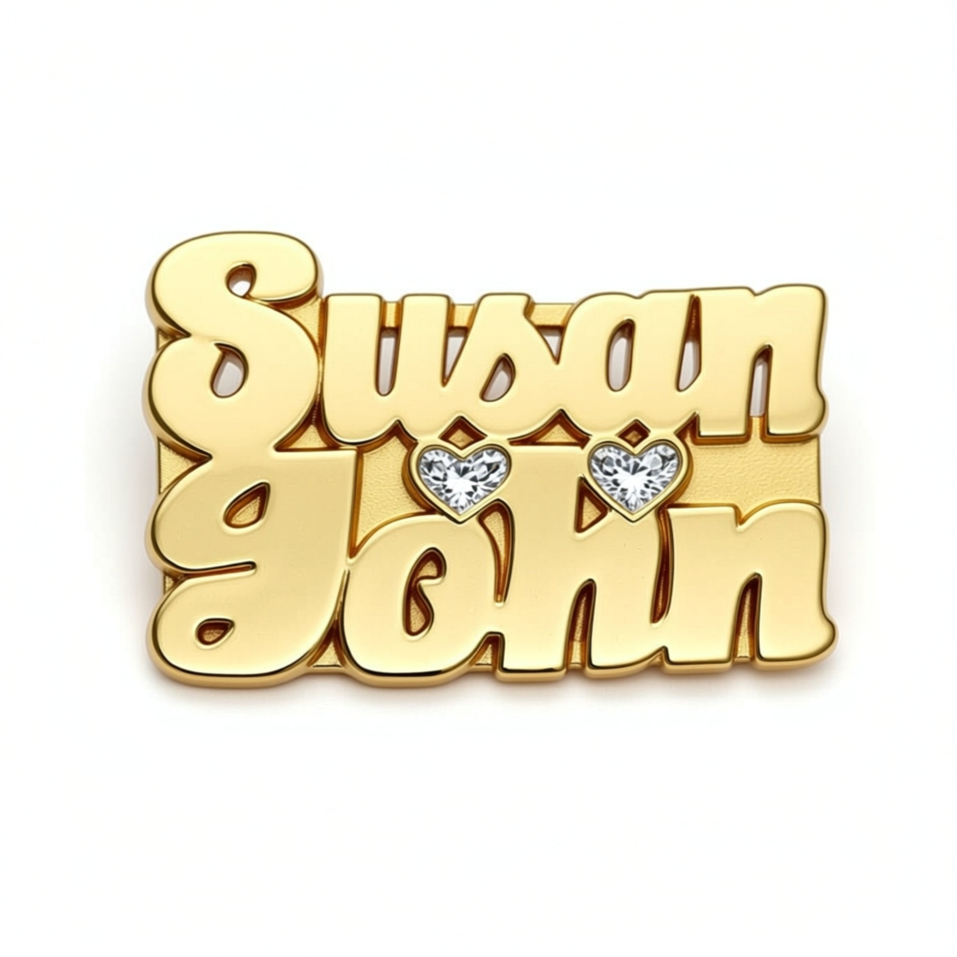 Two Name Ring - Hearts and Diamonds