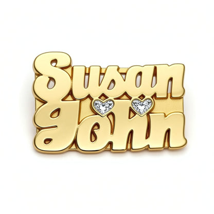 Two Name Ring - Hearts and Diamonds