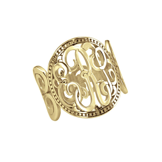 10K Gold Classic Rimmed Monogram Ring