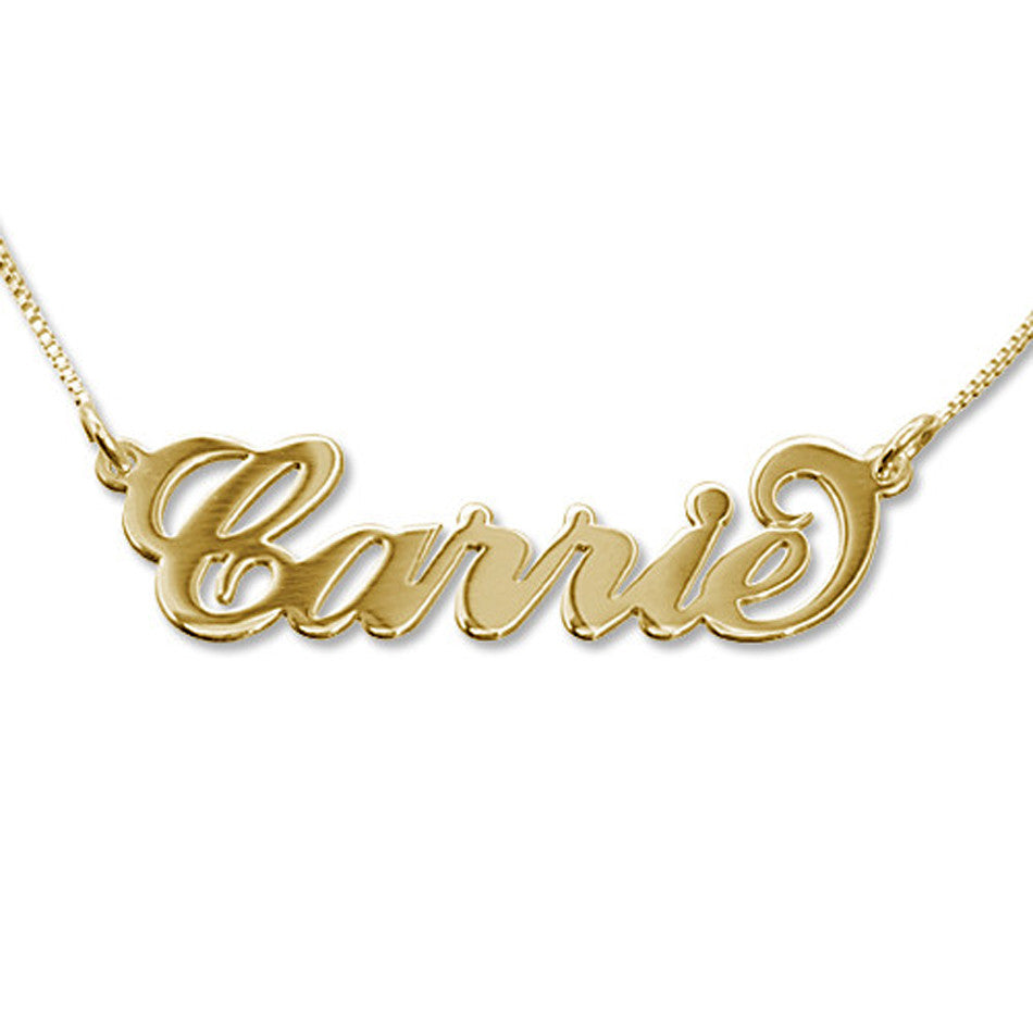 14K Solid Gold Carrie Style Name Necklace