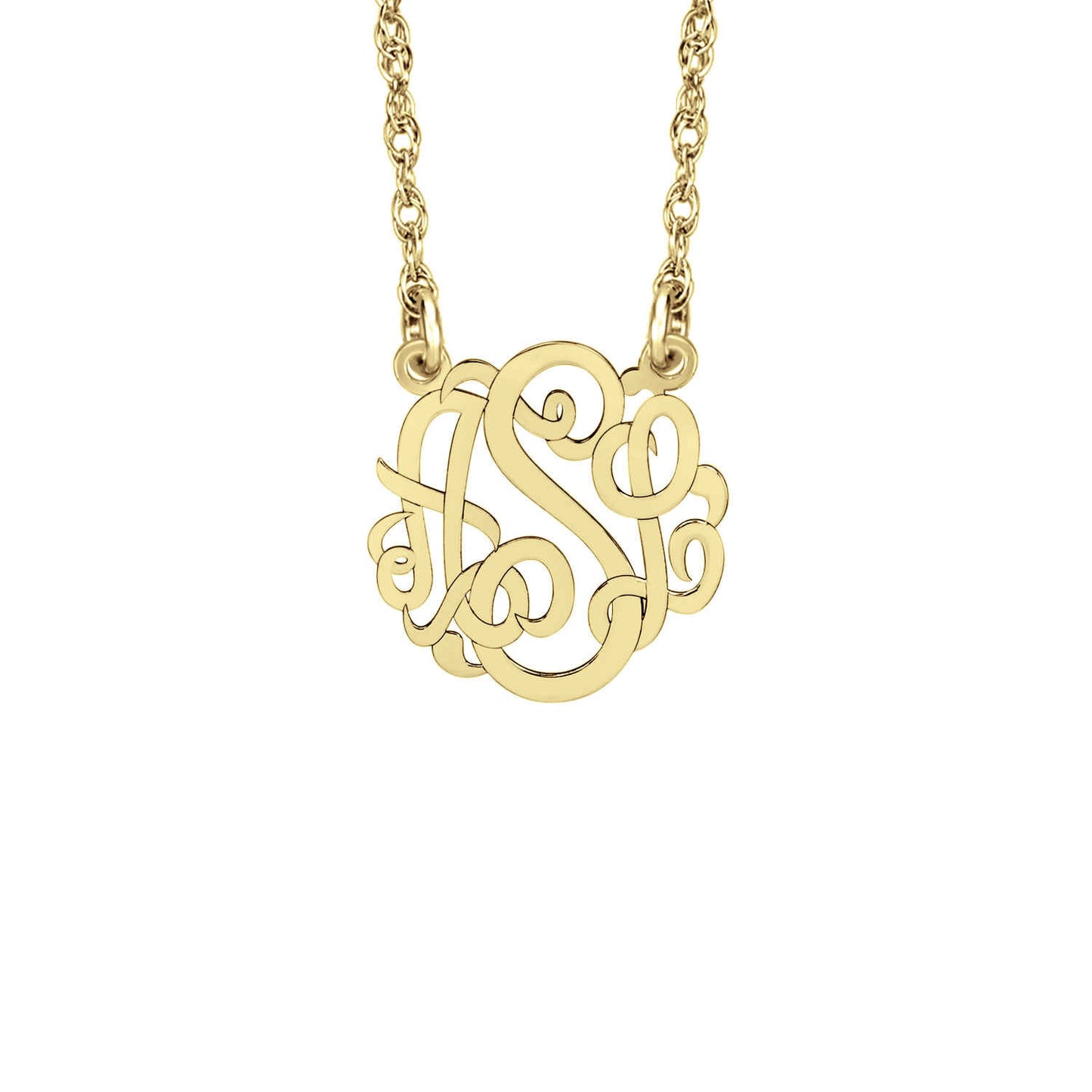 14K Solid Gold Mini Monogram Necklace