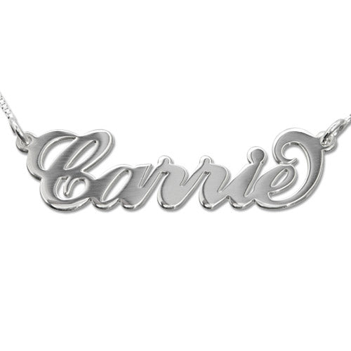 14K Solid Gold Carrie Style Name Necklace - 3 Sizes