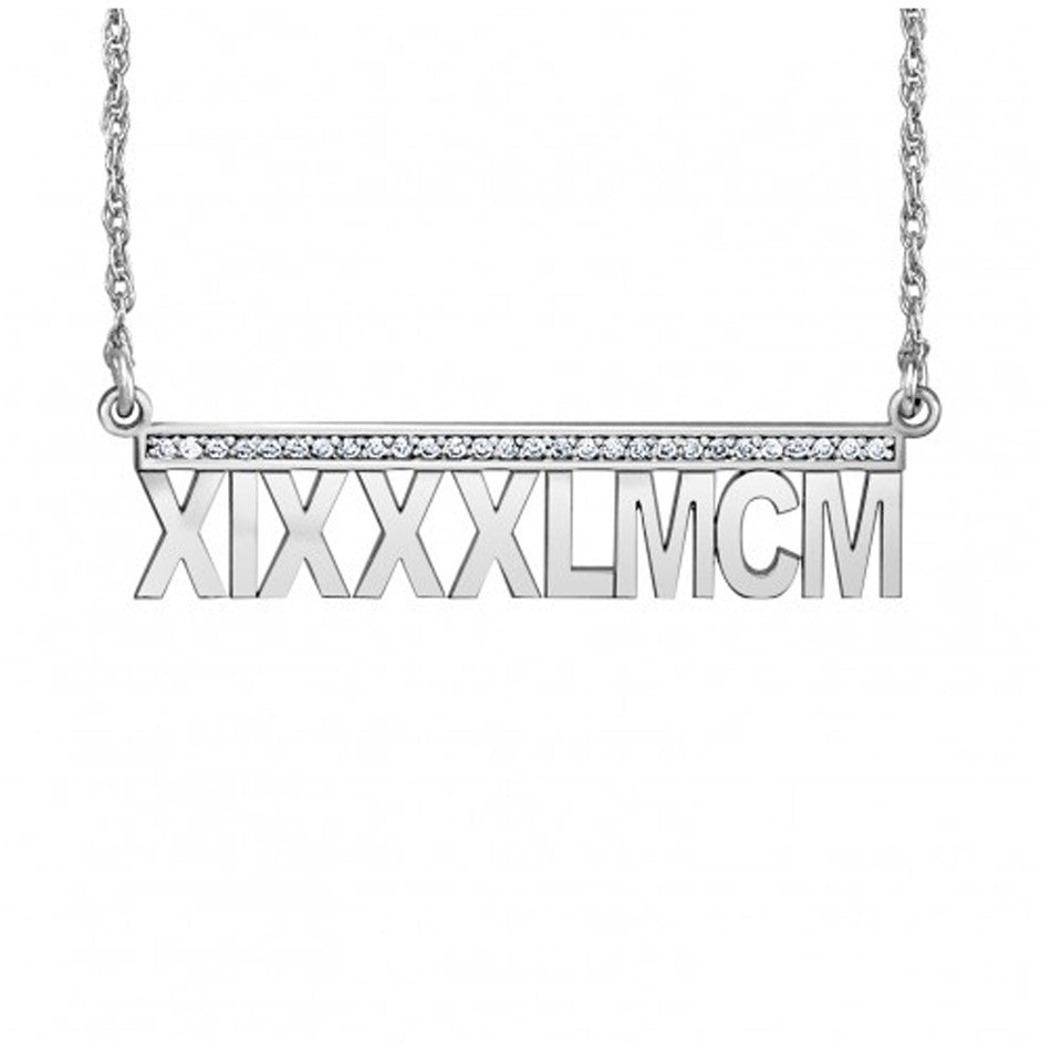14K Gold Roman Numeral Diamond Necklace 3