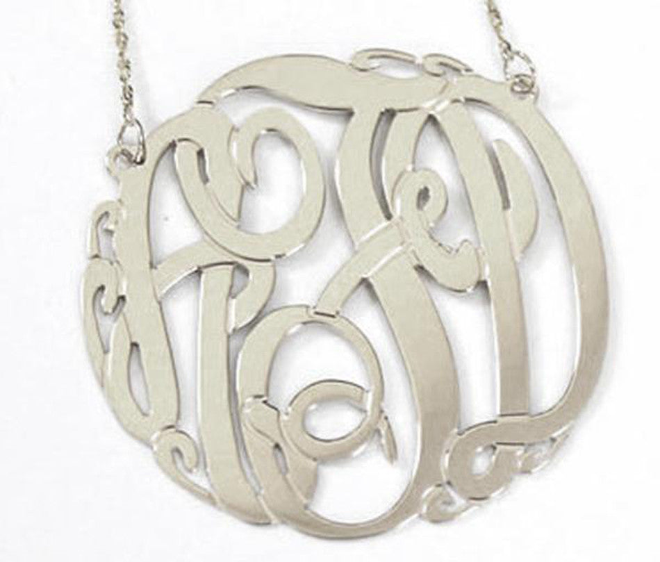14K White Gold Monogram Necklace