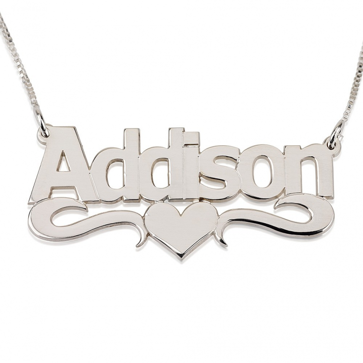 14K Solid Gold Name Necklace with Heart 2