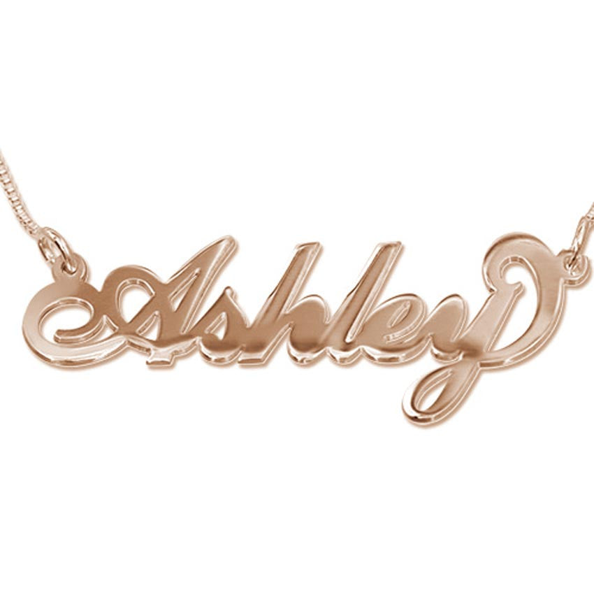 18K Rose Gold Vermeil Nameplate Necklace on Box Chain