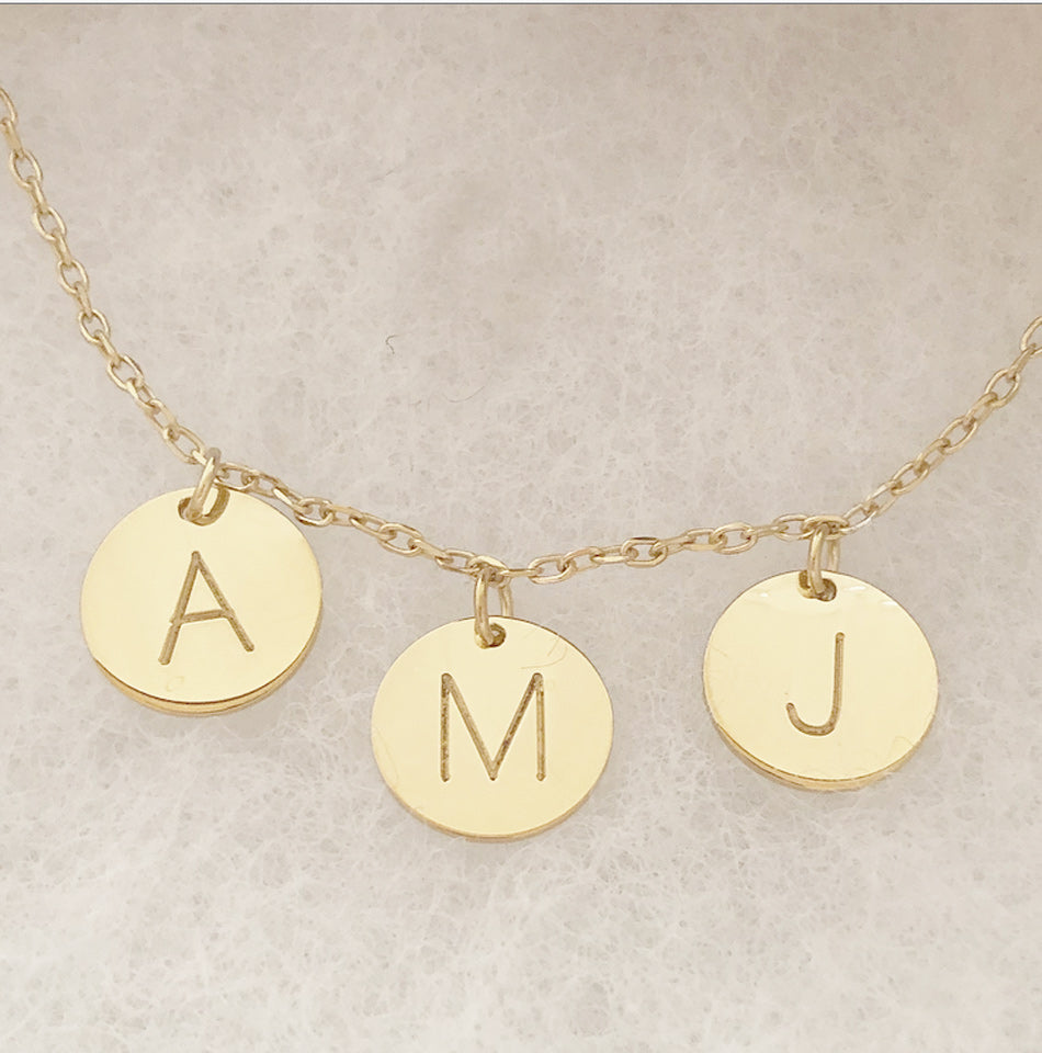 Personalized Initial Disc Necklace-Kate Middleton-up to 5 discs