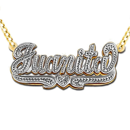 Double Plated Beaded Nameplate Necklace