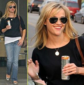 1 Inch 12K Gold Plated Engraved Disc Necklace Reese Witherspoon