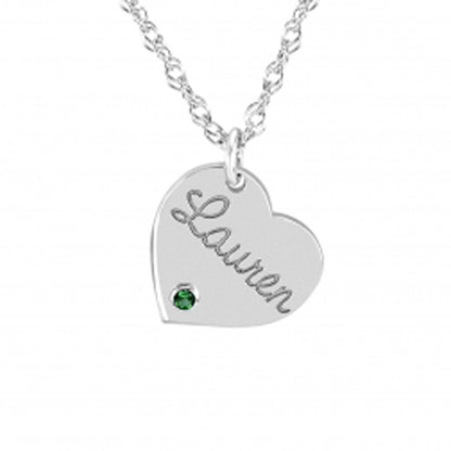 Personalized Heart Necklace with Birthstone 2