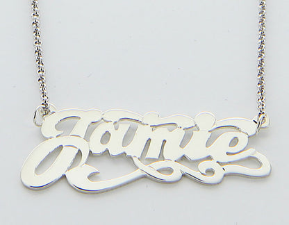 Sterling Silver Swirly Nameplate Necklace With Tail