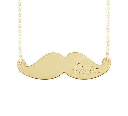 Engraved Mustache Necklace