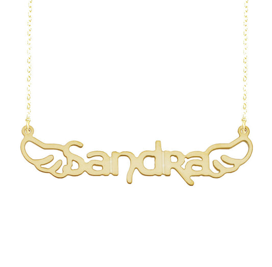 Angel Wing Nameplate Necklace