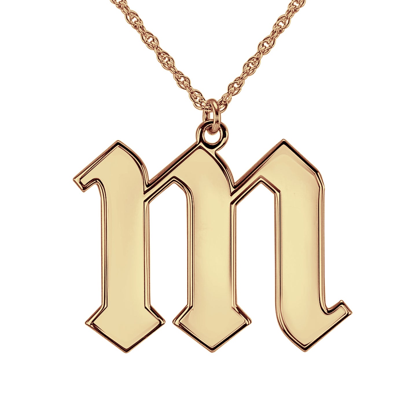 Rose Gold Gothic Initial Necklace