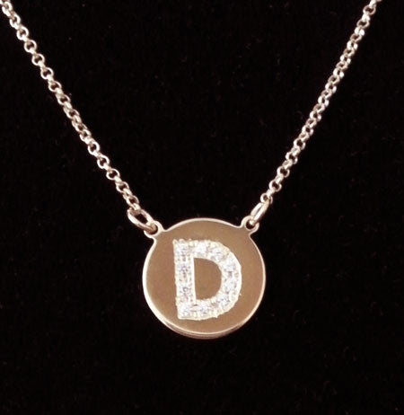 Engraved Gold Disc Cz Initial Necklace Katie Holmes Katy Perry