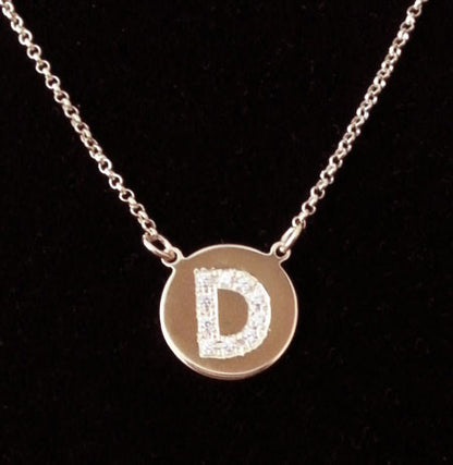 Engraved Gold Disc Cz Initial Necklace Katie Holmes Katy Perry