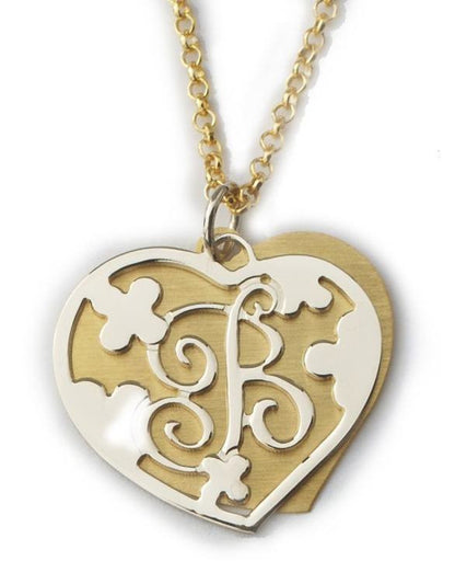 Gold And Silver Cut Out Double Heart Necklace